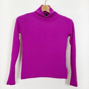 Nicole Miller‎ Pink Fuchsia Extra-Fine Merino Wool Mockneck Sweater Size Small